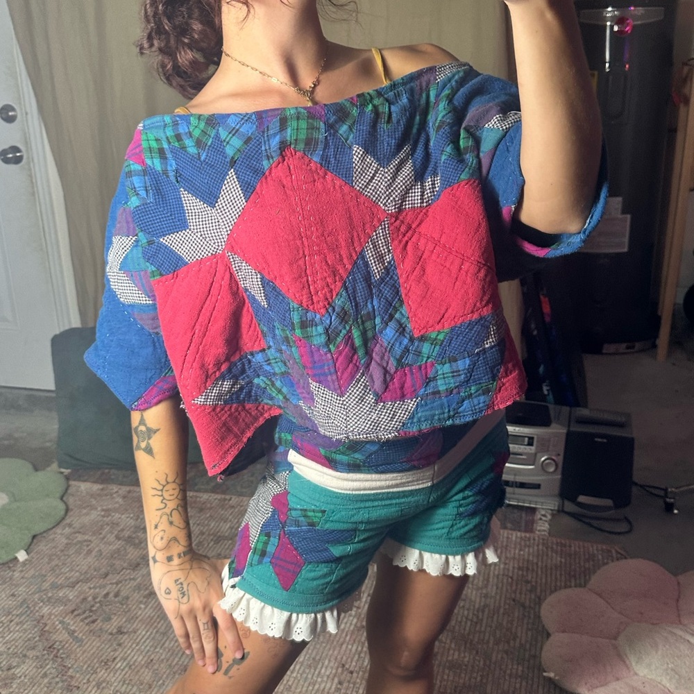 Ooak Colorful Patchwork Crop Top - image 8